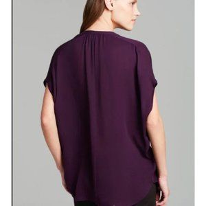Vince 100% silk purple/plum short sleeve blouse size xs